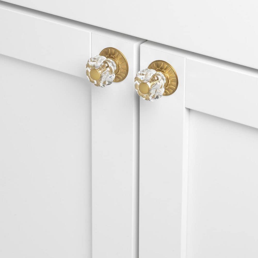 1.25" Clear Acrylic Mushroom Knob with Satin Gold Backplate