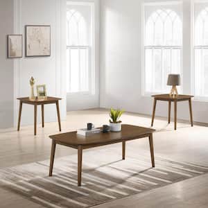 New Classic Furniture Felix 3-piece 47 in. Natural Walnut Rectangle Wood Coffee Table and End Tables Set