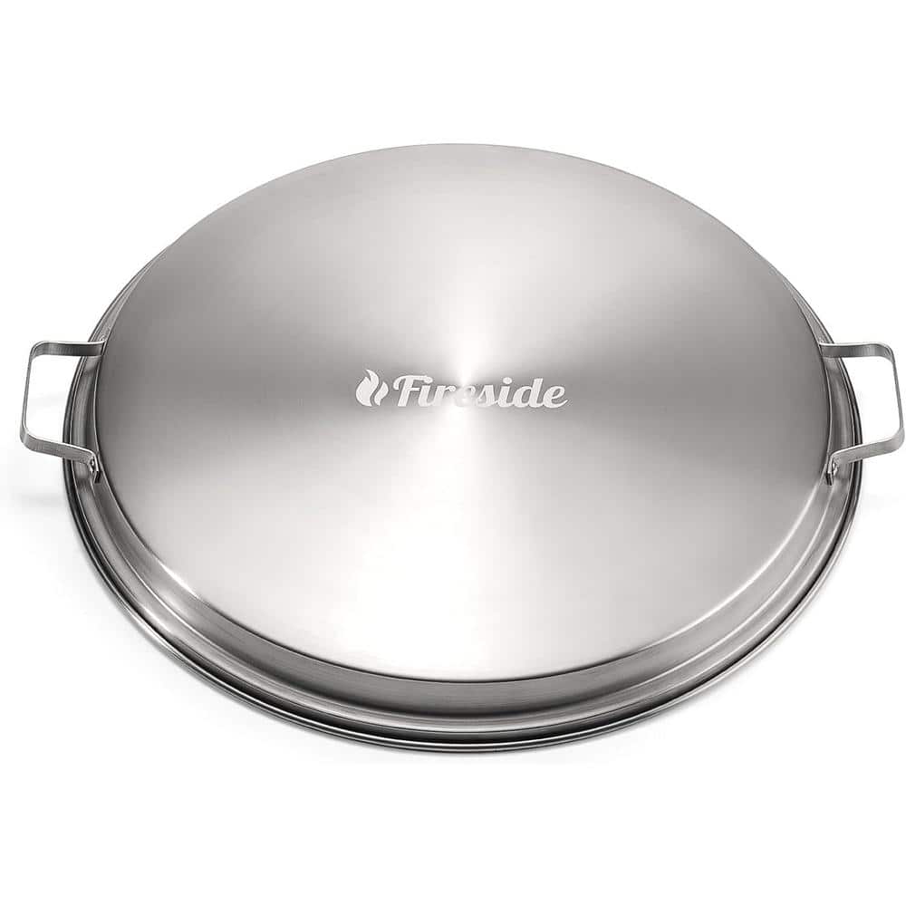 Round Brushed Stainless Steel Fire Pit Lid with Handles