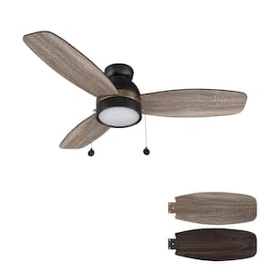 Troyes 48 in. Color Changing Integrated LED Indoor Black 5-Speed DC Ceiling Fan with Light Kit and Pull Chain