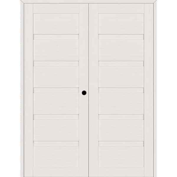 Belldinni Louver 72 in. x 95.25 in. Left Active Bianco Noble Wood Composite Double Prehung Interior Door