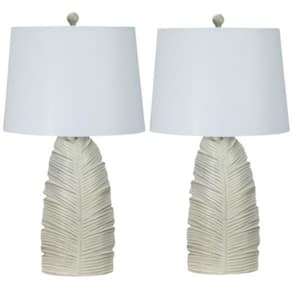 Pair of 26 in.Casual White Indoor Table Lamps with Decorator Shade