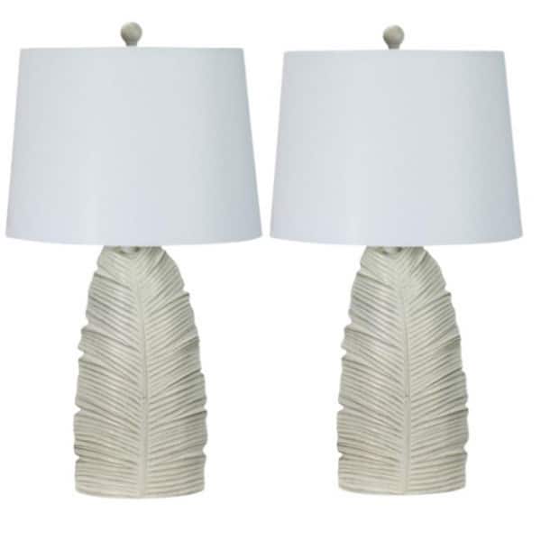 Fangio Lighting Pair of 26 in.Casual White Indoor Table Lamps with Decorator Shade