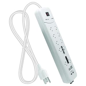 25 ft. 10-Outlet Heavy Duty Power Strip Surge Protector with 2 USB Ports