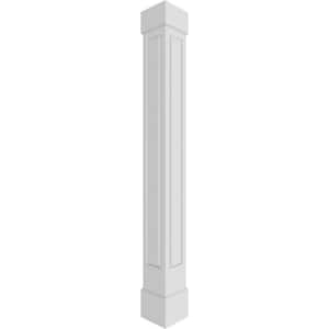 7-5/8 in. x 10 ft. Premium Square Non-Tapered Raised Panel PVC Column Wrap Kit, Standard Capital and Base
