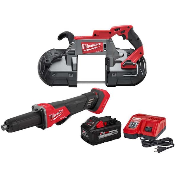 Milwaukee M18 FUEL 18-Volt Lithium-Ion Brushless Cordless Deep Cut Band Saw W/Compact Bandsaw and 8.0Ah Starter Kit