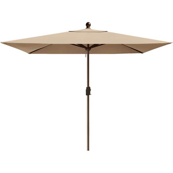 Terracemaster 10-Year-Non-Fading Sunumbrella 6.5 ft. x 10 ft. Rectangular Market Umbrella Outdoor Table with VentilationHeather Beige