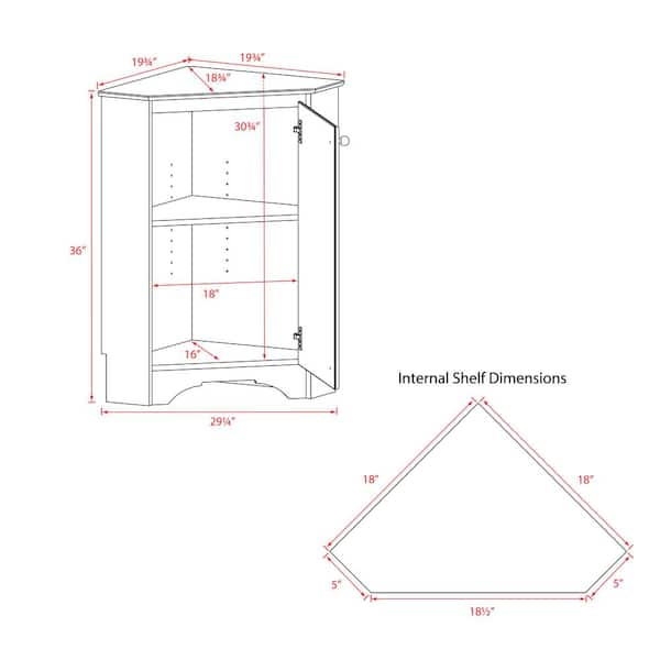 Prepac Elite Tall 1-Door Corner Storage Cabinet, White