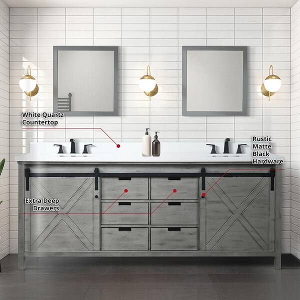 Lexora Marsyas 84-in Ash Grey Bathroom Vanity Cabinet Lexora Marsyas 84-in Ash Grey Bathroom Vanity Cabinet