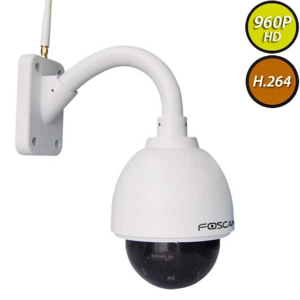 Foscam Wireless Outdoor 960p IP PTZ Dome Shaped Zoom Lens Camera - White