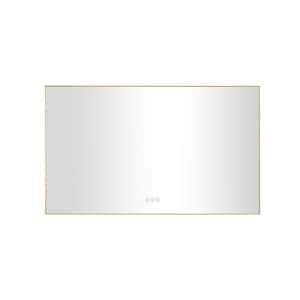 60 in. W x 36 in. H Oversized Rectangular Aluminum Framed Dimmable Wall Bathroom Vanity Mirror in Gold