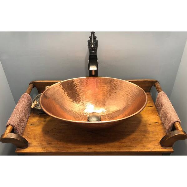Premier Copper Products Oval Wired Rim Hammered Copper Vessel Sink in Polished Copper Premier Copper Products Oval Wired Rim Hammered Copper Vessel Sink in Polished Copper