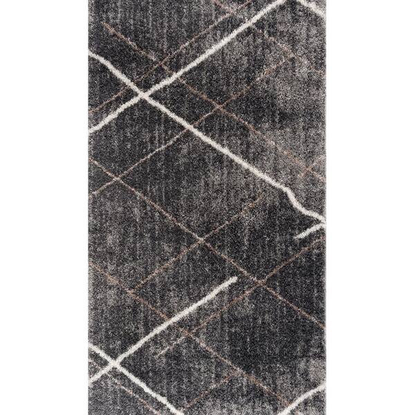 Retro Grey Large (8 ft. x 11 ft.) - 7 ft. 9 in. x 10 ft. 8 in. Modern Abstract Area Rug