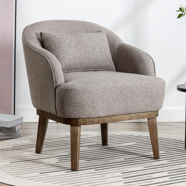 Harper & Bright Designs Tan Linen Upholstered Accent Chair with One ...