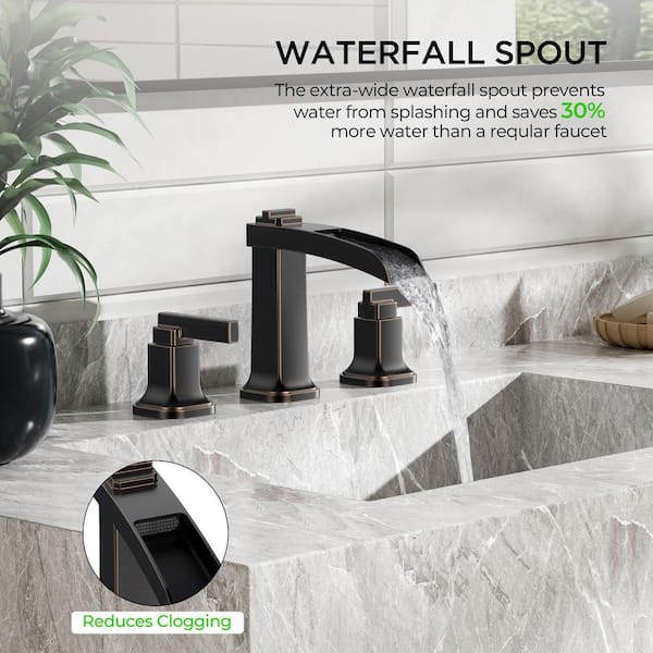 8 in. Widespread Double-Handle Bathroom Faucet with Pop-Up Drain 3-Hole Vanity Sink Faucet in Oil Rubbed Bronze
