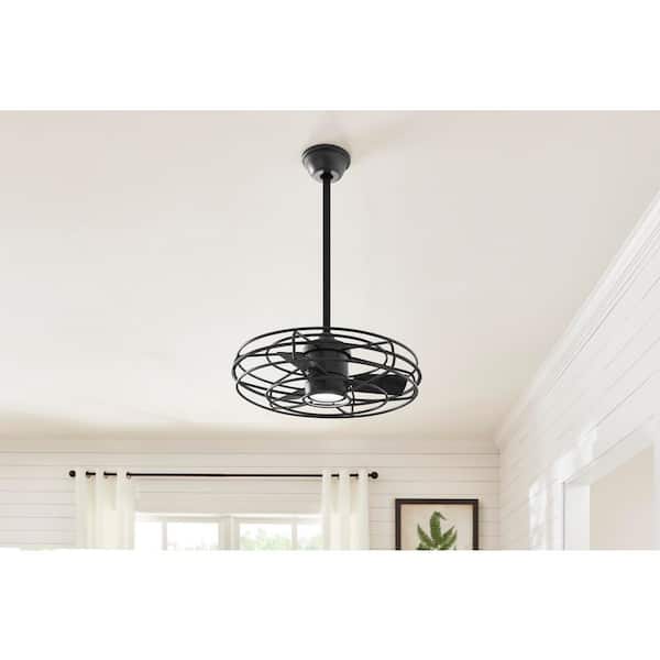 Heritage Point 25 in. Indoor/Covered Outdoor Matte Black Fandelier Ceiling Fan with Integrated LED and Remote Included