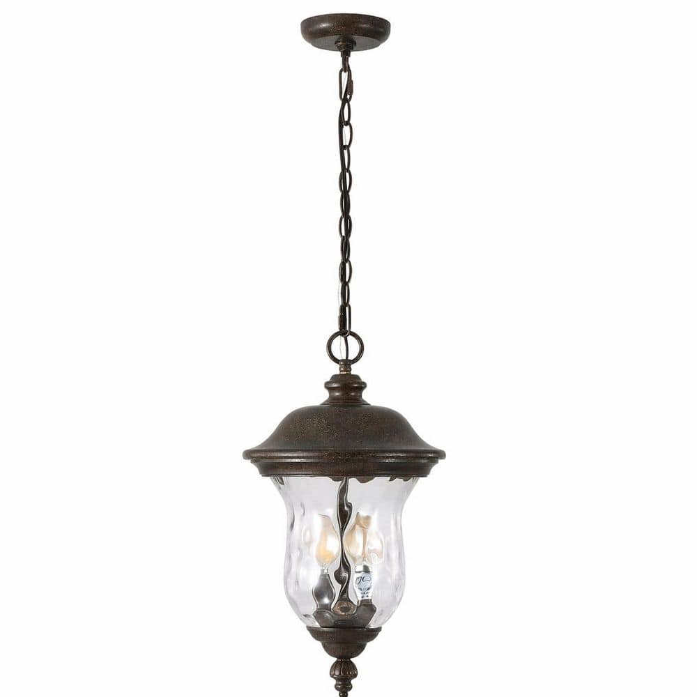 2-Light Rustic Bronze Outdoor Pendant Light with Weatherproof Finish & Clear Glass Shade for Porch, Patio & Garden price history on PriceWatchPro