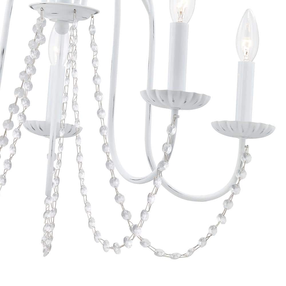 Elegant Antique White 5-Light Crystal Chandelier
