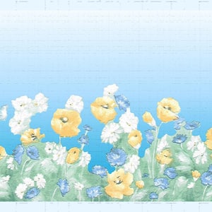 Falkirk Dandy II Blue White Blooming Flowers Floral Peel and Stick Wallpaper Border
