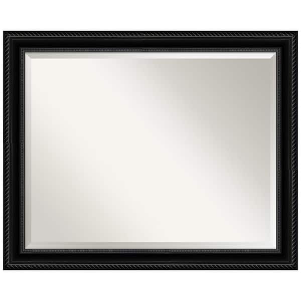 Amanti Art Corded Black 32 in. W x 26 in. H Framed Beveled Wall Mirror in Black