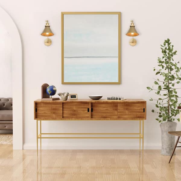 Brass Swing Arm, 1-Light Gold Bell Modern Swing Arm Plug-In Wall Sconce Desk Lamp Hardwired Bedroom Wall Lamp (2-Pack)