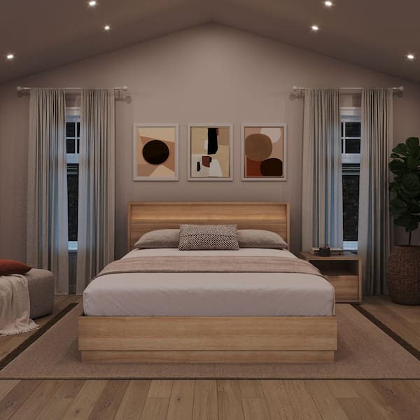 Nexera Harlow 3 Piece Brown Oak Wood Composite Queen Size Bedroom
