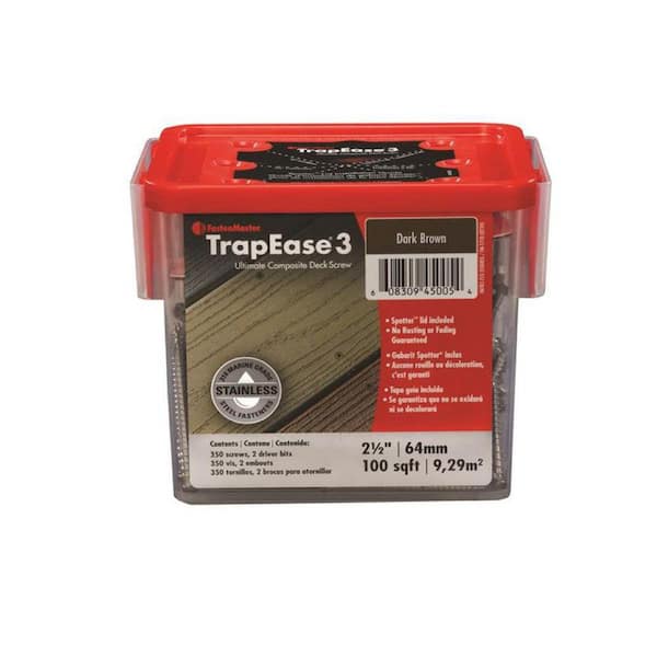 Trap Ease 3-Stainless 2.5 in. Torx Trim Head Composite Deck Screw-350-Pieces Box Dark Brown ASTM