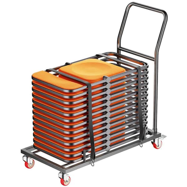 Folding Chair Rack, 300 lbs. Capacity, L-Shape Horizontal Placement Chair Cart, Heavy-Duty Metal Chair Storage Dolly