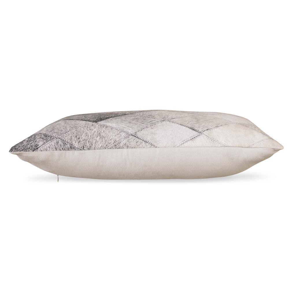 Gray and Light Brown Diamond Pattern Faux Hair Pillow