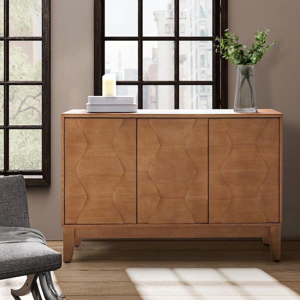 Germaine Seadrift Modern 45 in. W 3-door Sideboard with Adjustable Shelf and Solid Wood Legs