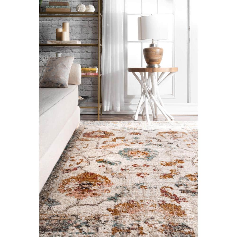 Cecil Beige and Ivory Oriental Synthetic 4' x 6' Area Rug