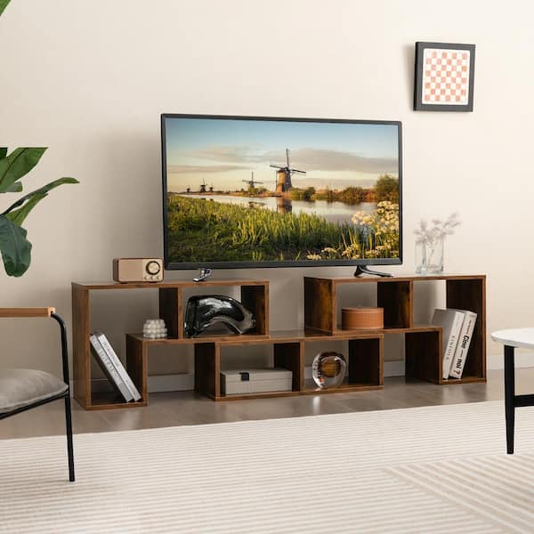 Costway Brown TV Fits TV's Up To 65 in. Console Stand Modern Entertainment  Center Storage Bookcase (3-Pieces) H9I-10N4-AG398