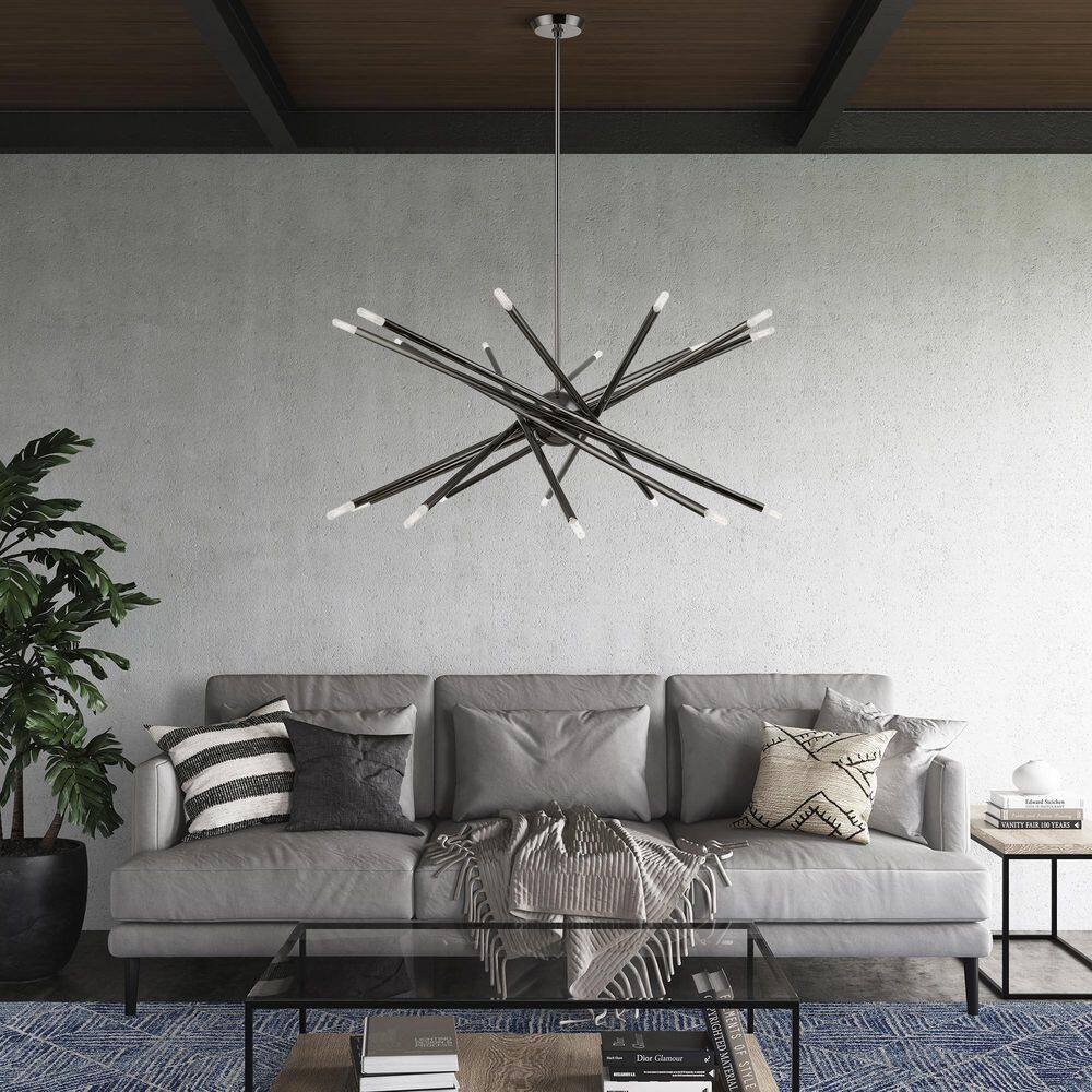 Black Chrome 20-Light Sputnik Chandelier