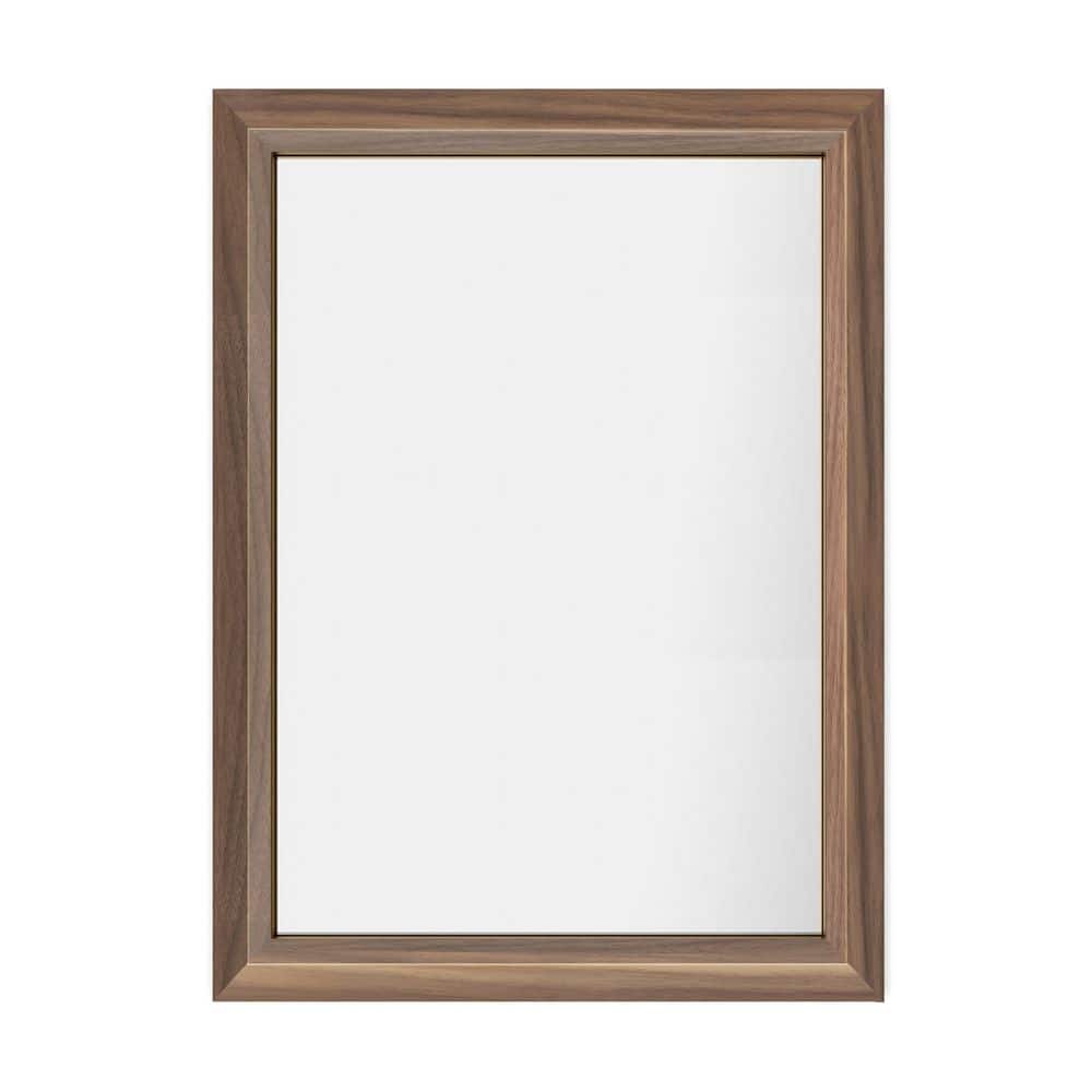 22 in. W x 30 in. H Rectangular Aluminum Alloy Framed and Tempered Glass Wall Bathroom Vanity Mirror in Dark Brown Wood price history on PriceWatchPro