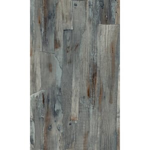 Lt. Blue Aesthetic Distressed Wood Printed Non-Woven Paper Non Pasted Textured Wallpaper 57 Sq. Ft.