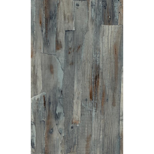 Walls Republic Lt. Blue Aesthetic Distressed Wood Printed Non-Woven Paper Non Pasted Textured Wallpaper 57 Sq. Ft.