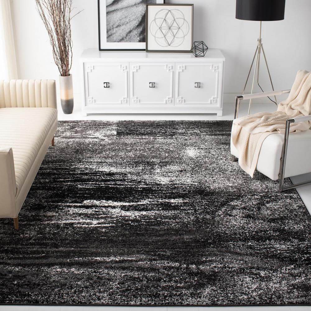 Adirondack Silver/Black 8 ft. x 10 ft. Solid Distressed Area Rug - thumbnail 2