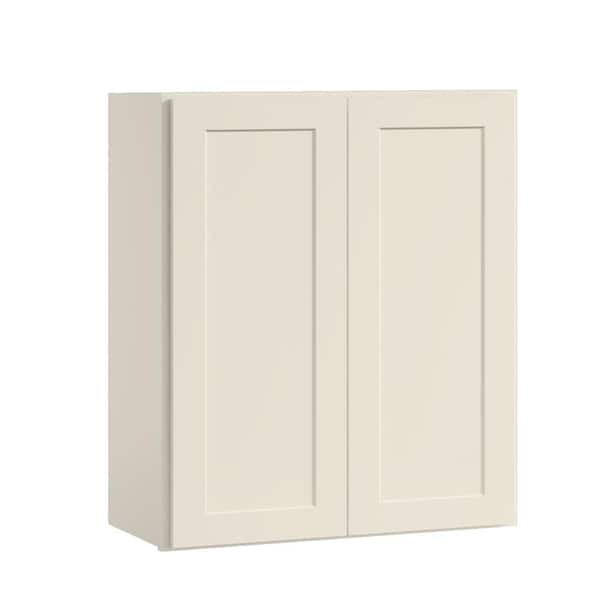 30 in. W x 12 in. D x 36 in. H in Antique White Plywood Ready to Assemble Kitchen Wall Cabinet with Doors and Shelves