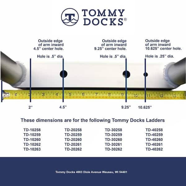 4-Rung 16 Wide Aluminum Angled Folding Dock Ladder : Tommy Docks