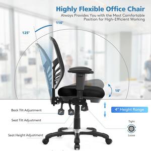 Black Mesh Office Chair 3-Paddle Computer Desk Chair with Adjustable Seat