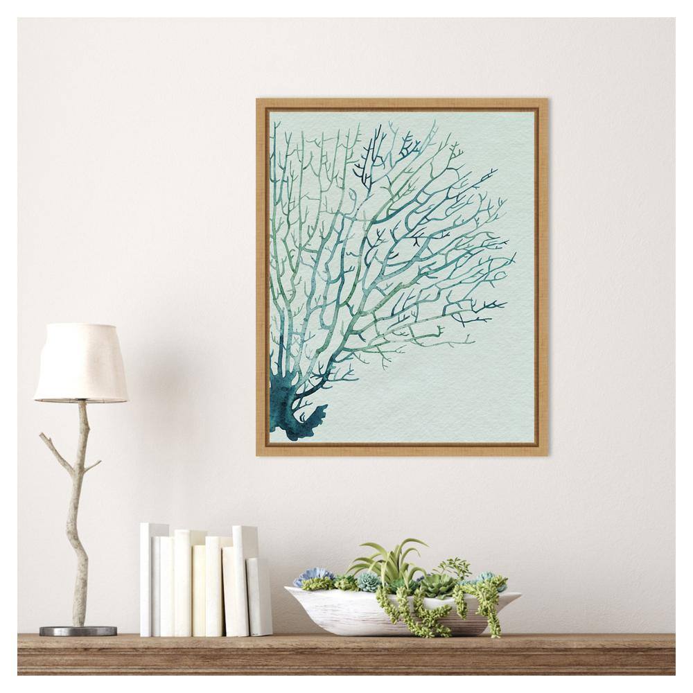Seaglass Shadow I Abstract Tree Canvas Print with Maple Frame