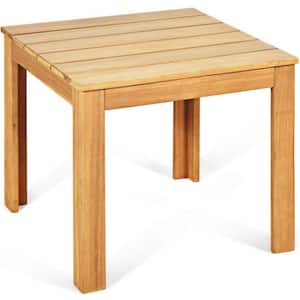 18 in. L x 18 in. W x 16 in. H Natural Wooden Square Outdoor Patio Coffee Bistro Table Side Table