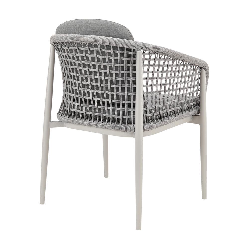 Rhodes Light Gray Aluminum Outdoor Dining Chair Set with Cushions