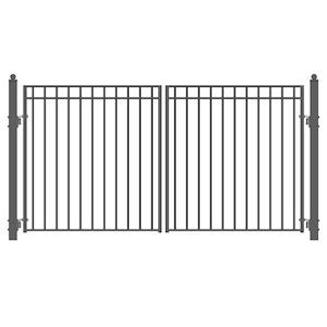 Madrid Style 12 ft. x 6 ft. Black Steel Dual Swing Driveway Fence Gate