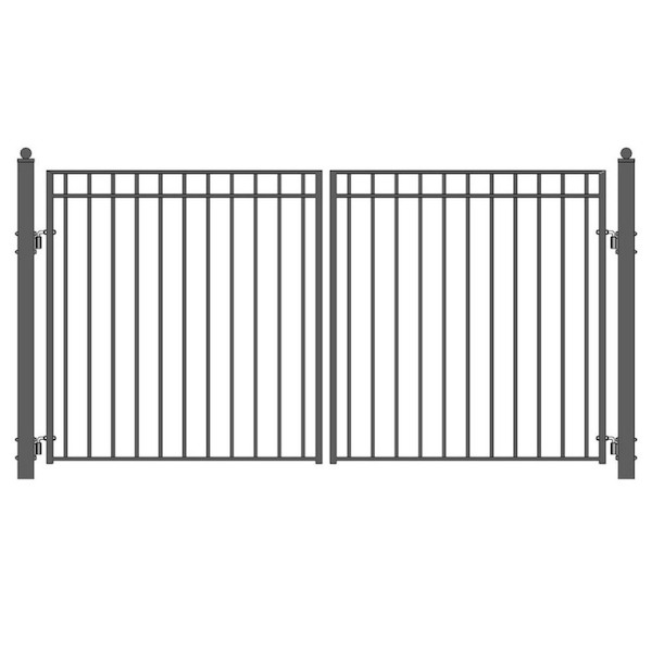 ALEKO Madrid 14 ft. x 6 ft. Black Steel Dual Driveway Fence Gate