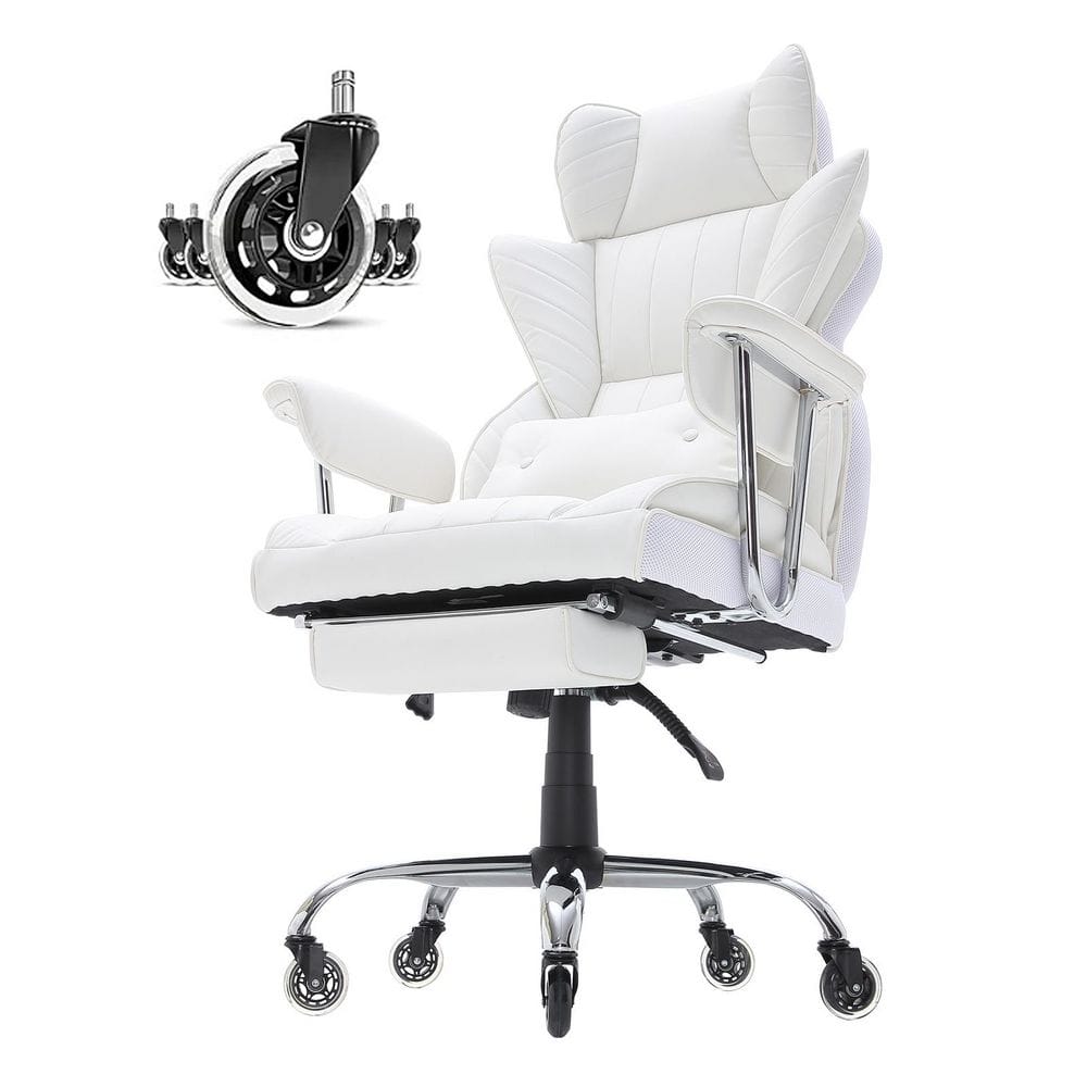 SKYSHALO Reclining Office Chair with Footrest, Heavy Duty PU