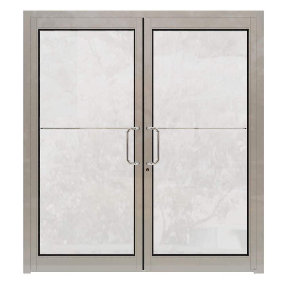 TEZA DOORS Teza 72 in. x 84 in. Silver Aluminum Prehung Commercial Door  Full Lite Right Hand Outswing SF557284RHS - The Home Depot, image size:1000x1000