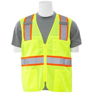 S149 XL Hi Viz Lime Poly Solid Front Mesh Back Safety Vest