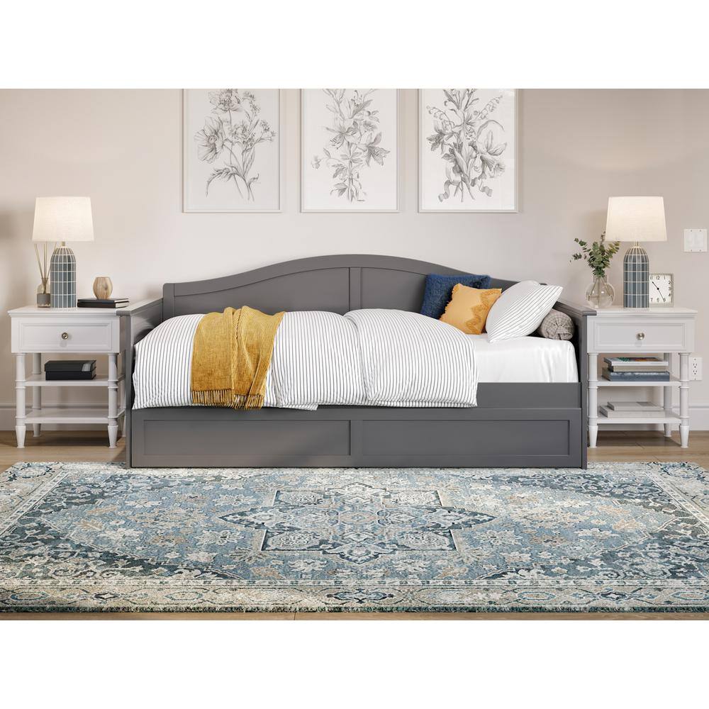 Acadia Twin Gray Wood Daybed with Trundle and Slats