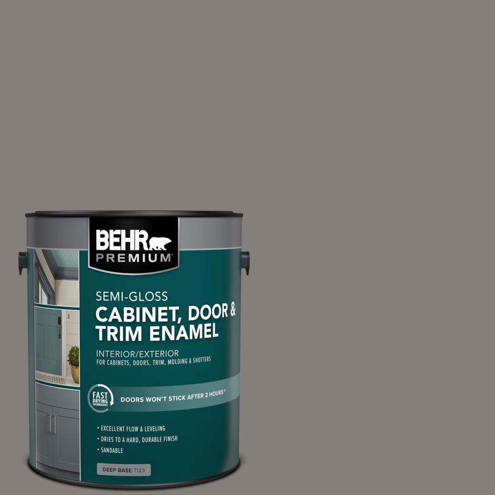 1 gal. #PPU18-17 Suede Gray Semi-Gloss Enamel Interior/Exterior Cabinet, Do